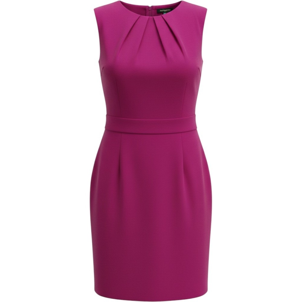 Sharagano Magenta Purple Pleated Neck Sleeveless Sheath Dress Size 16 NEW